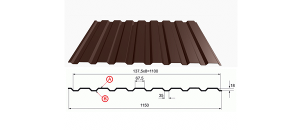 Профнастил коричневый оцинкованный  RAL 8017 С-20 купить недорого в Летуново