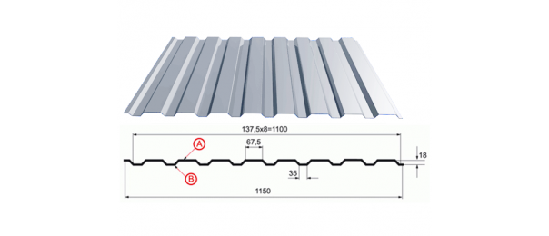 Профнастил оцинкованный С-20 1100x2500 купить недорого в Летуново